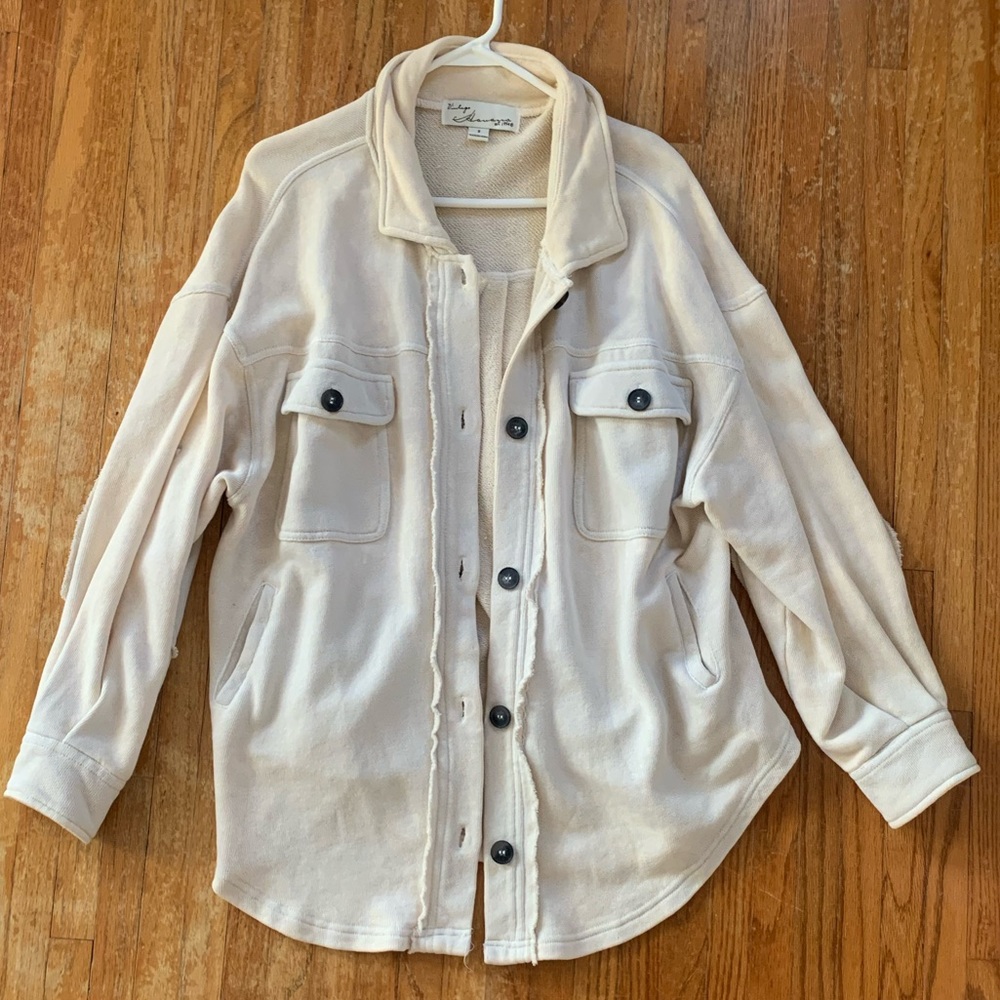 Oversized Cream Terry Shacket